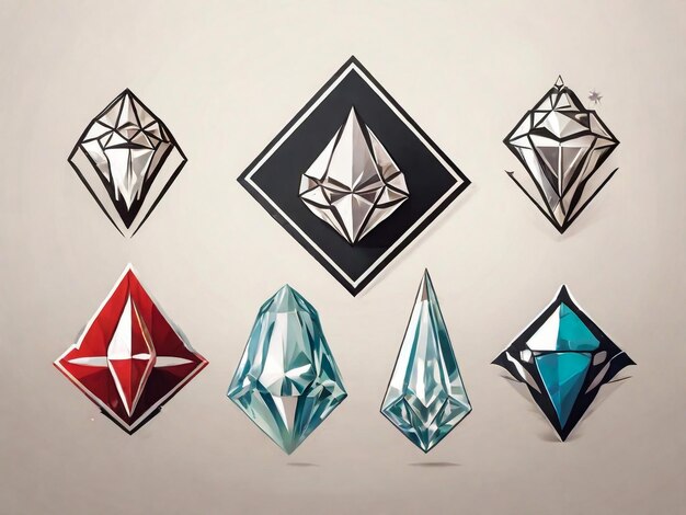 Diamant-Flachvektor-Logo Edelsteinzeichen auf weißem Hintergrund Vintage-Vektorkunst Kristall-isolierte Illustration