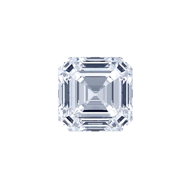 Diamant im Asscher-Schliff, einzelnes 3D-Rendering