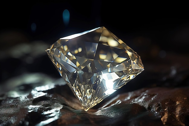 Diamant ist ein seltener edler Naturstein auf einem schwarzen Hintergrund, der von KI generiert wurde.