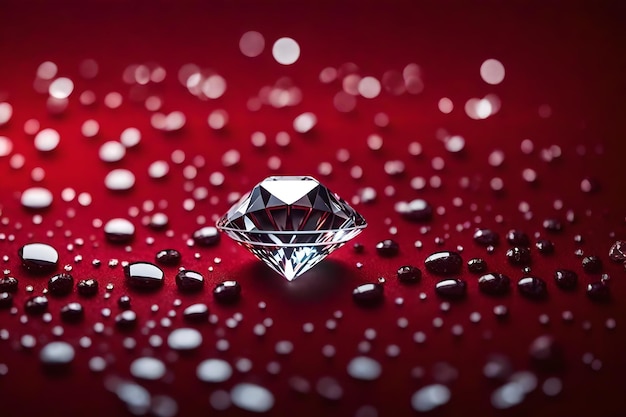 Diamant mit Farbe auf rotem Hintergrund