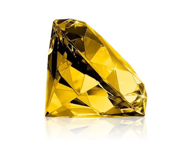Foto diamante amarelo em fundo branco