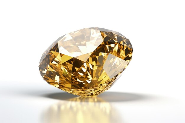 Diamante amarillo de piedra sobre fondo blanco IA generativa