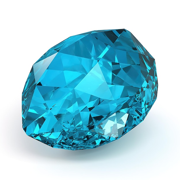 Un diamante azul está sobre un fondo blanco.