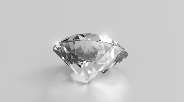 Diamante brillante brillante colocado sobre fondo gris 3D Render