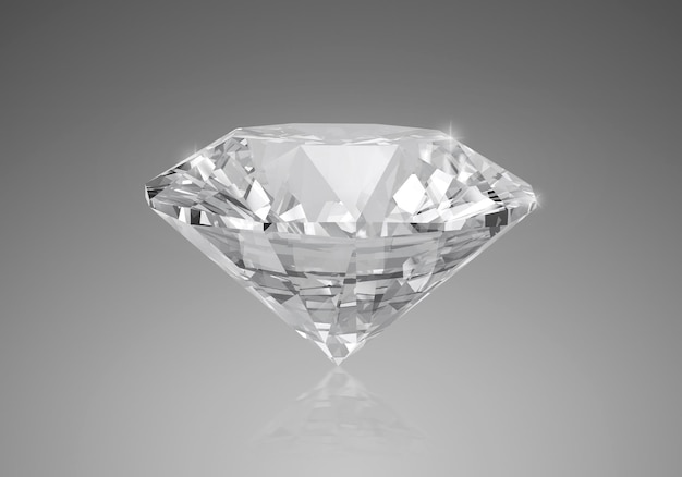 Diamante brillante brillante colocado sobre fondo gris