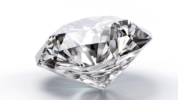 Diamante claro grande con reflejo Diamante deslumbrante sobre fondo blanco