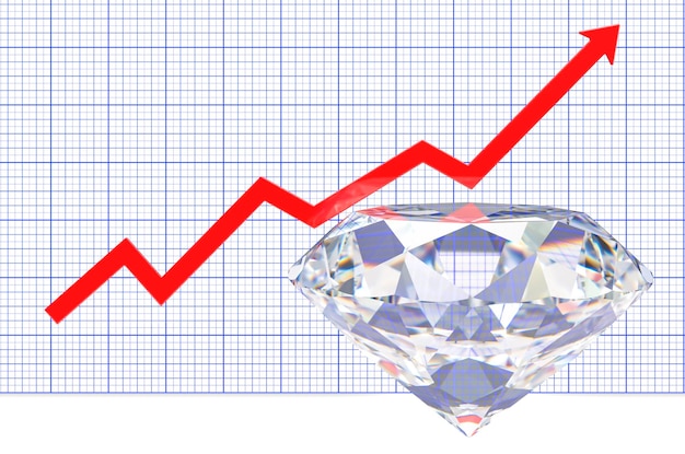 Diamante com gráfico crescente de renderização 3D