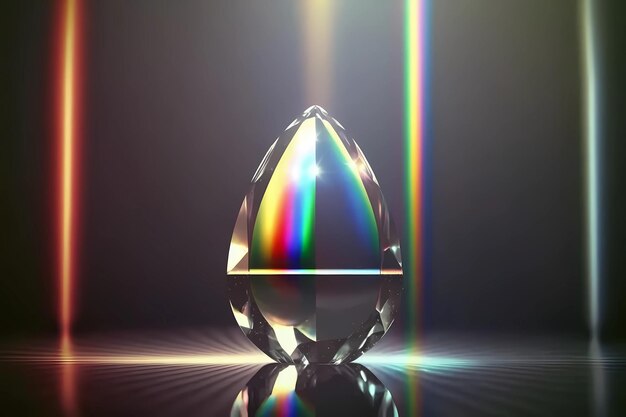 Foto un diamante de cristal con una luz de arcoíris