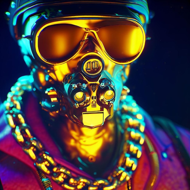 Diamante Cyberpunk dourado Punk Ilustração Imagem Papel de parede ai óculos de sol coloridos de ficção científica