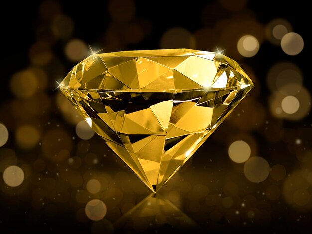 Foto diamante deslumbrante em fundo bokeh abstrato dourado