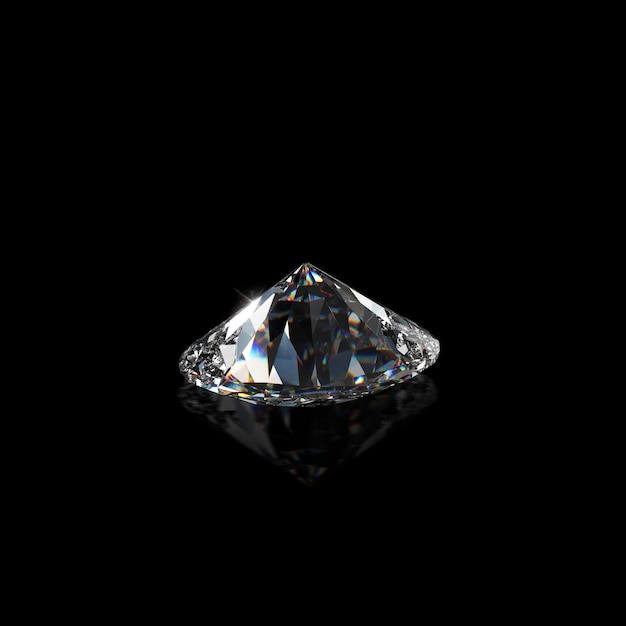 Diamante deslumbrante em renderização 3d de fundo preto