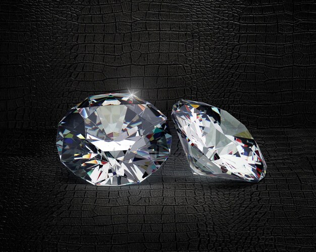 Un diamante deslumbrante sobre un fondo de cuero negro