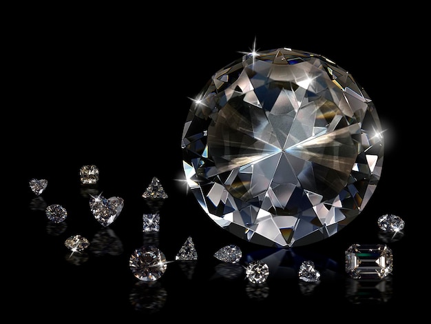 Un diamante deslumbrante sobre un fondo negro