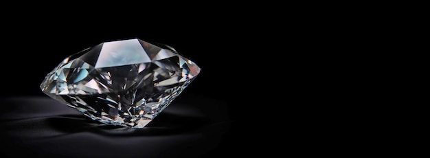 El diamante es una rara piedra geológica natural preciosa sobre un fondo negro en clave baja.