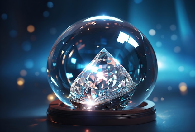 diamante en una esfera de vidrio