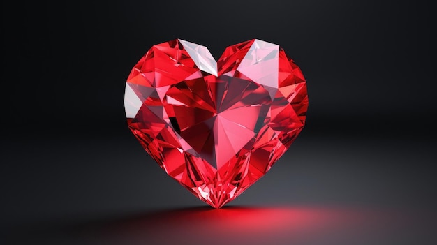 Un diamante en forma de corazón con un corazón rojo en la parte inferior.