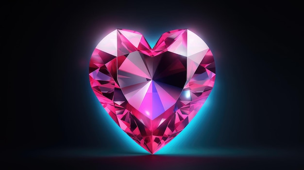 Un diamante en forma de corazón con un fondo azul.