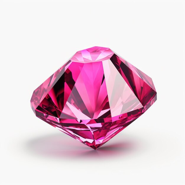 Diamante de fucsia sobre un fondo aislado blanco