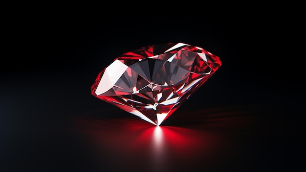 diamante rojo sobre fondo oscuro