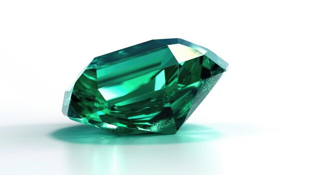 Un diamante verde está sobre un fondo blanco.