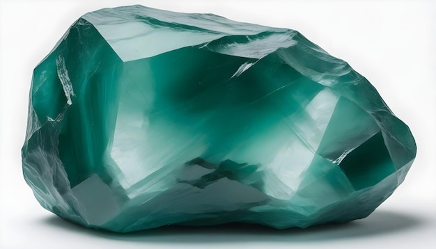 un diamante verde está sobre una superficie blanca