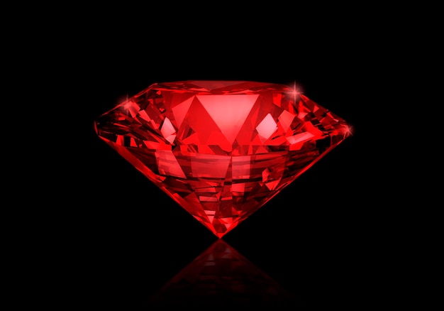 Diamante vermelho em fundo preto