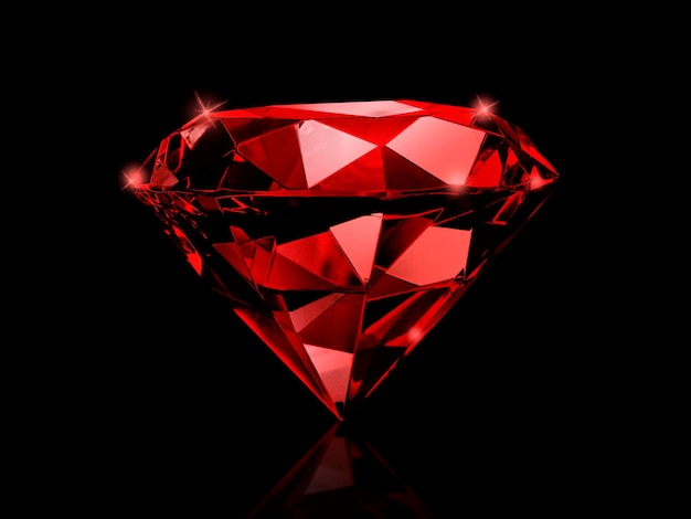 Diamante vermelho em fundo preto