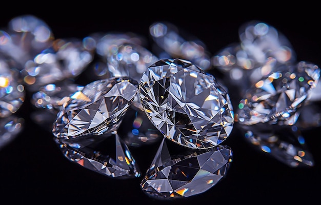 Diamantenhaufen mit dunklem Hintergrund, die Reichtum darstellen
