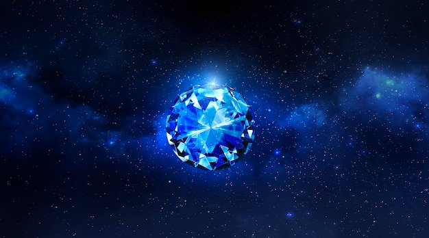 Diamantes brilhantes flutuando na visão do planeta do espaço