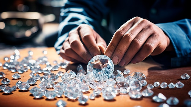 Foto los diamantes cerrados en la mesa