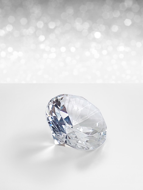 Diamantes colocados no conceito de fundo branco brilhante bokeh para seleção melhor design de gema de diamante