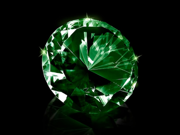 Diamantes deslumbrantes Piedras preciosas verdes sobre fondo negro