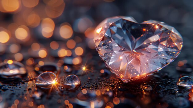 Diamantes relucientes sobre un fondo oscuro con reflejos de luz