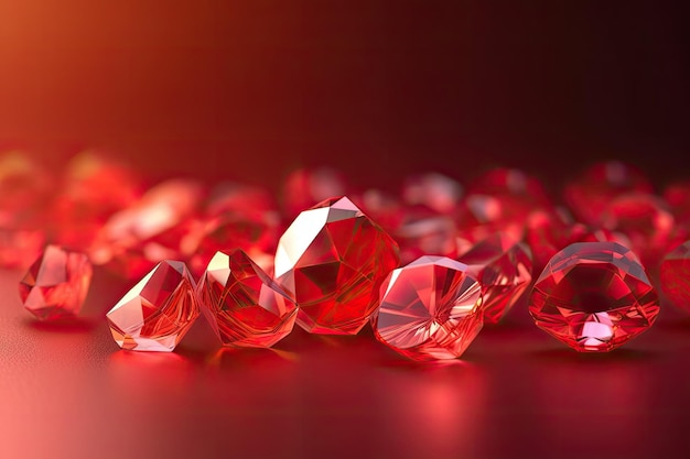 Foto diamantes vermelhos em fundo escuro