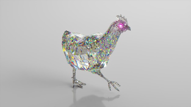 Foto diamond hen o conceito de natureza e animais low poly cor branca ilustração d