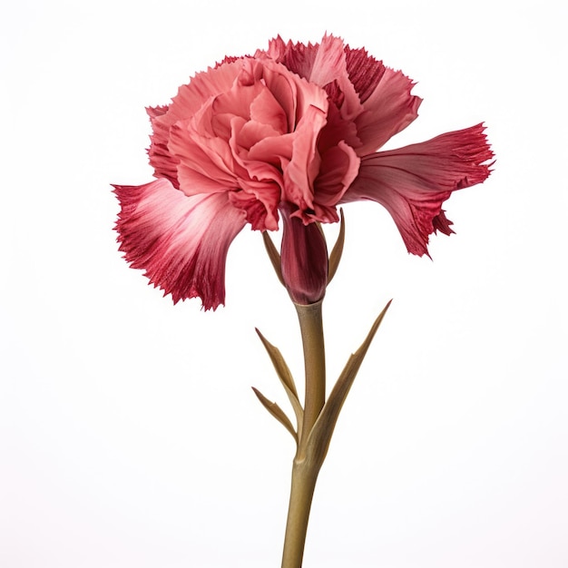 Dianthus flor seca de clavel aislada sobre un fondo blanco IA generativa