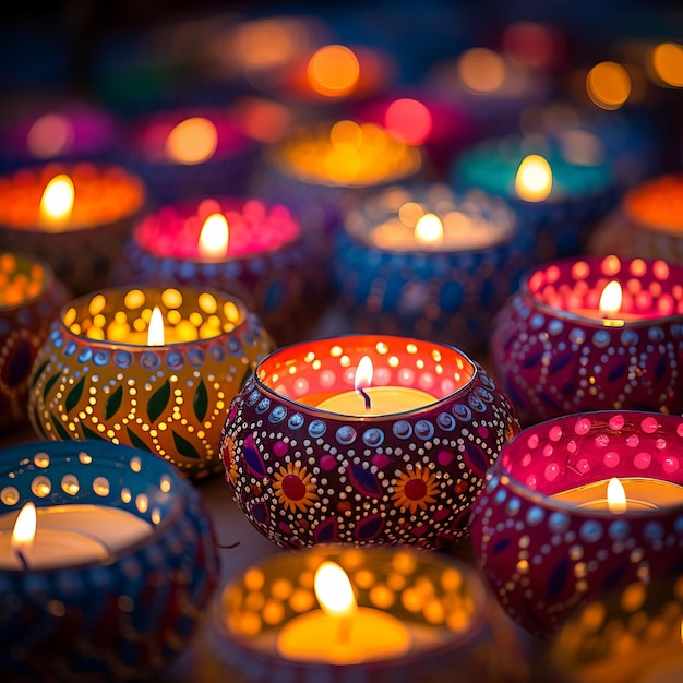 Foto dias de diwali hechas a mano en un brillo cálido