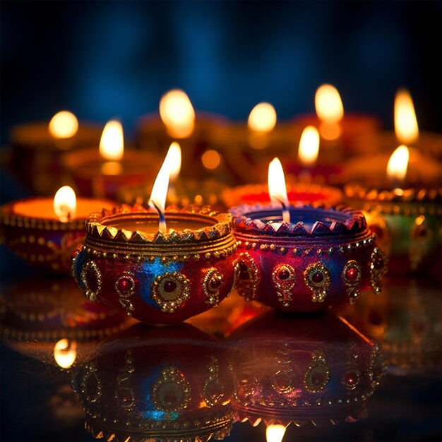 Dias tradicionais de Diwali e velas bela foto