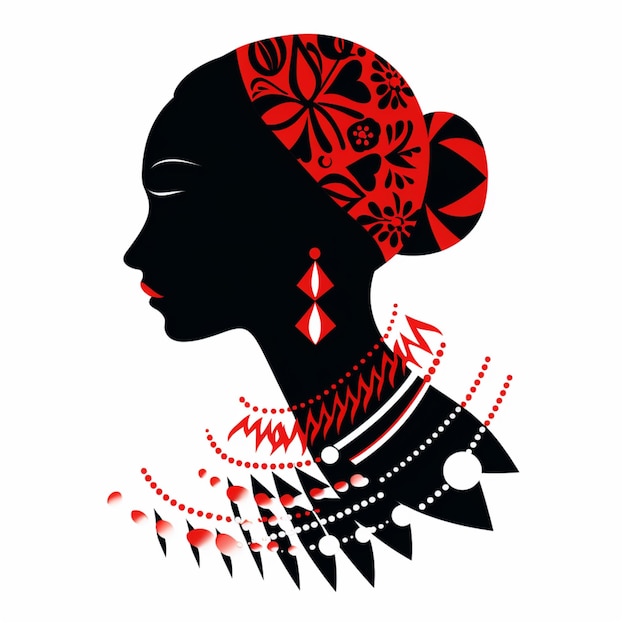 Dibuja una imagen de diseño rojo de cabeza de mujer de silueta de estilo moderno Arte generado por IA