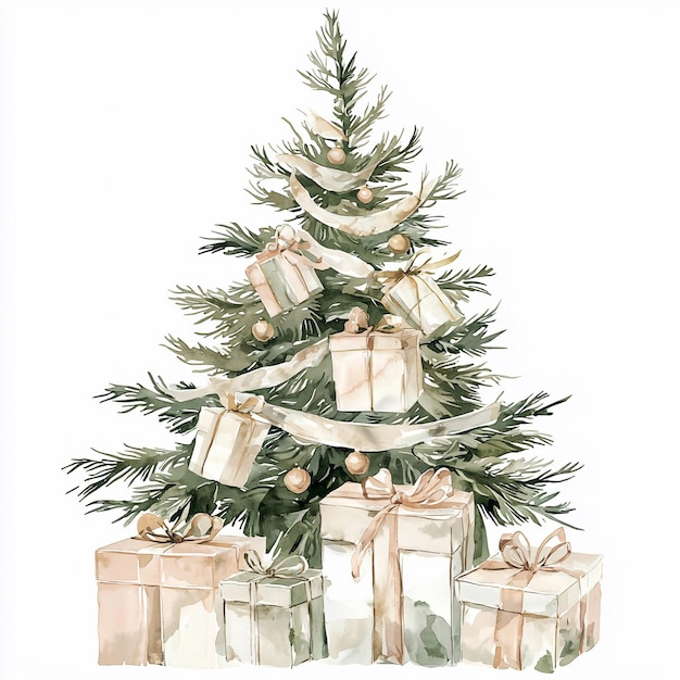 Dibujado de árbol de Navidad tarjeta de vacaciones abeto de Navidad
