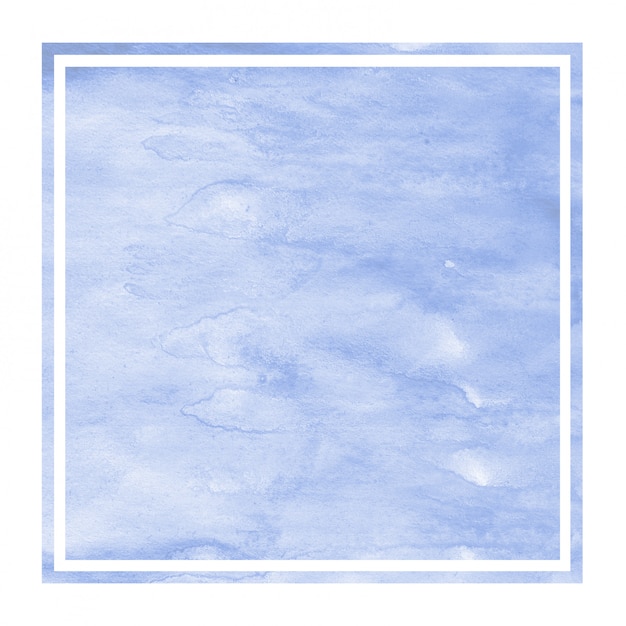 Dibujado a mano azul acuarela marco rectangular textura de fondo con manchas