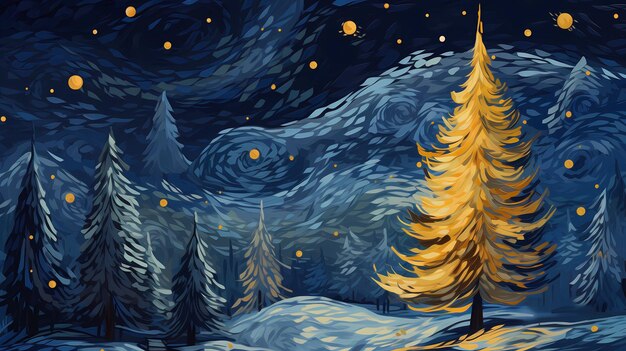 Dibujado a mano dibujo animado hermoso árbol de Navidad ilustración de vacaciones