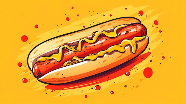 dibujado a mano dibujos animados delicioso hot dog ilustración