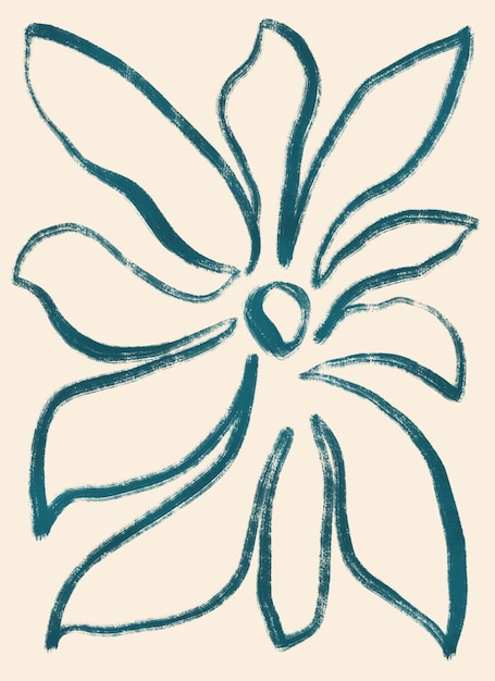 Dibujado a mano Floral Botánico Línea Arte Forma Matisse Estilo Hoja Minimalista Estética Arte imprimible