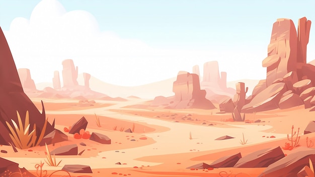 dibujado a mano hermosa ilustración de paisajes desérticos del oeste del desierto