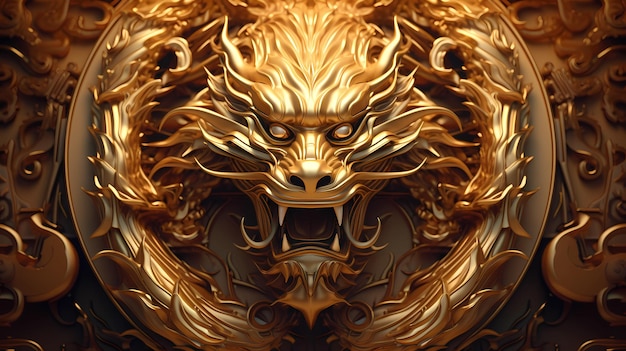 dibujado a mano hermosa textura de metal dorado dragón chino ilustración