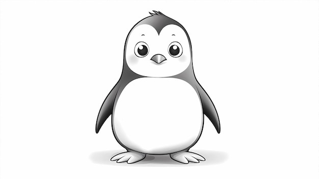 dibujado a mano ilustración de pingüino lindo de dibujos animados