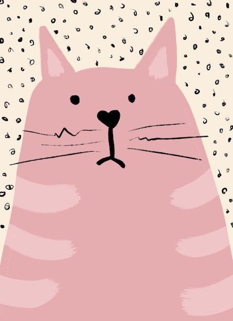 Foto dibujado a mano lindo gato rosa gatito animal niños vivero pintura arte