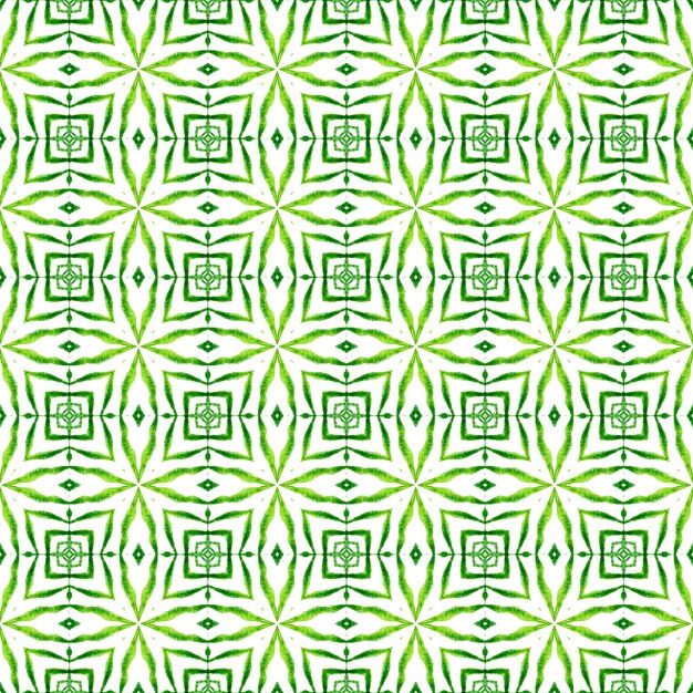Dibujado a mano mosaico verde borde sin costuras Verde maravilloso boho chic diseño de verano Listo para textiles Impresión real tela de trajes de baño papel tapiz envoltura Mosaico de patrones sin fisuras
