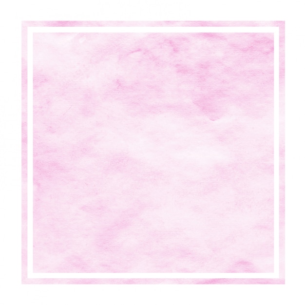 Dibujado a mano rosa acuarela marco rectangular textura de fondo con manchas